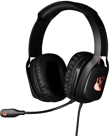 Konix Drakkar Casque Gaming Filaire Mistlur pour PC - Haut-parleurs 40 mm - Microphone Flexible - Câble 2 m - Rétroéclairage LED - Noir et Rouge