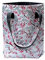 IKURI Einkaufstasche - Wasserdicht Shopper für Frauen Beutel Einkaufsbeutel Badetasche Tote Bag aus Wachstuch - Design Hanami Silber