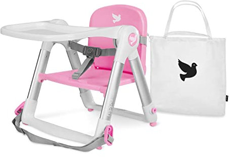 APRAMO FLIPPA Sitzerhöhung Faltbarer Boostersitz Kindersitz mit Tablett, Tragbarer Reise Hochstuhl mit Tasche, Kinderstuhl zum Essen (Sakura) Pink