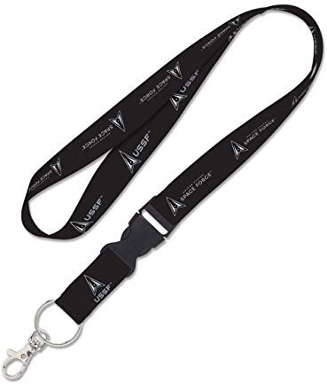 Armed Forces Depot USSF U.S. Space Force Schlüsselband mit abnehmbarer Schnalle, 2,5 cm, Schwarz, 3 cm
