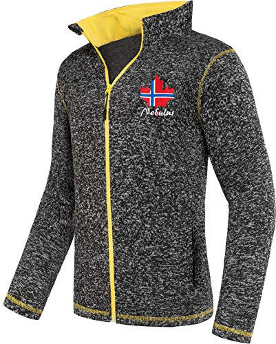 Nebulus Herren Fleecejacke Chios, warme Fleece Jacke, mit langem Full-Zip Reißverschluss, schwarz-gelb - M