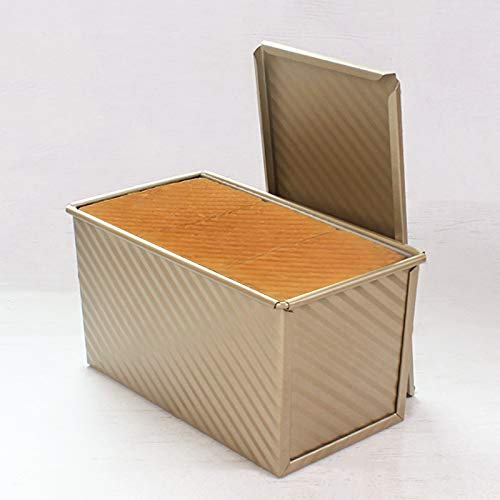 Eighty Moule à Pain Classique Rectangulaire avec Couvercle Anti-Adhésif et Trou d'Aération pour une Cuisson Rapide en Acier au Carbone Or