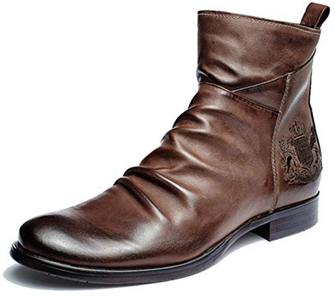 Stivali da Moto da Uomo Outdoor Casual Scarpe da Lavoro in Pelle con Cerniera Antiscivolo Calzature Primavera Inverno Stivaletti da Arrampicata