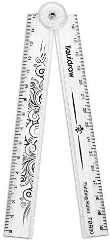 Liquidraw 30 cm Zoll-Lineal, transparent, bruchsicher und ideal für Schule oder Arbeit, Schreibwaren, lässt sich auf 15 cm zusammenklappen, um in Federmäppchen zu passen, Millimeter- und