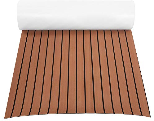 Bodenbelag für Boot Selbstklebend,Teak Eva Schaum Deckbeschläge für Boote Rutschfester Teppich Matte Bodenmatte für Yacht Teakholz-Deck Fußboden, Bootsfußboden Decking Auflage 240 x 90 x 0.6 cm