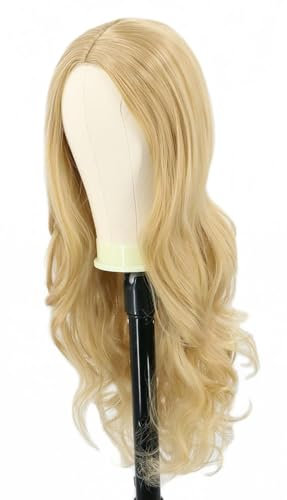 Topcosplay 24 inch Lange Schwarz Perücke für Frauen, Lange gewellt Perücke Hitzebeständiger Kunstfaser Wie Echthaar Lockig Perücke für Karneval Fasching Cosplay (Blond-613)