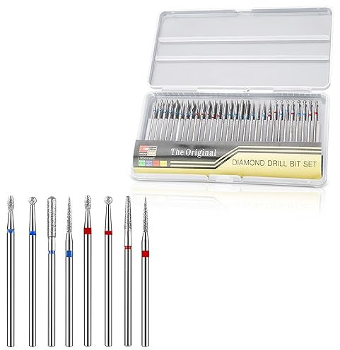 30 unids/set juego de brocas para uñas, juego de cabeza de molienda de diamante portátil broca removedora de cutículas con caja de almacenamiento para herramienta de manicura lima de uñas