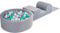 MEOWBABY Parco Giochi in Schiuma con Piscina di Palline 90x30cm/200 Palline per Bambini - Blocchi Morbidi, Velluto, Grigio Chiaro: Grigio/Bianco/Turchese