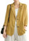 IDEALSANXUN Baumwoll-Leinen-Blazer für Damen, langärmelig, locker, lässiger Blazer, EIN Gelb, L
