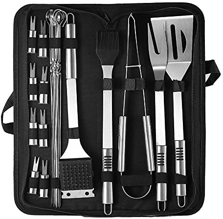 XIXIDIAN Grilling Accessories BBQ Grill Tools Set, 20PCS Stainless Steel Grilling Kit for Smoker, Camping, Kitchen, Barbecue Utensil Gifts for Men Women