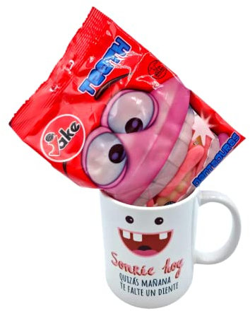 Tazas graciosas con frase Tazas originales para regalar Regalos originales para hombre y mujer Caja regalo cumpleaños Amigo invisible (Dientes)