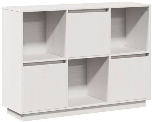 vidaXL Sideboard Kommode Anrichte Schrank Beistellschrank Mehrzweckschrank Standschrank Wohnzimmer Flur Weiß 110,5x35x80cm Massivholz Kiefer