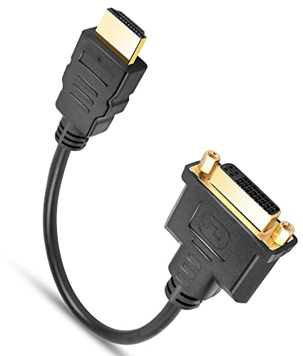 YAODHAOD Adaptateur HDMI vers DVI 24+1 (24+5) plaqué Or 30 cm, connecteurs bidirectionnels HDMI mâle vers DVI Femelle, Prise en Charge HD 1080p pour Ordinateur Portable, TV, PC, TV Box, etc
