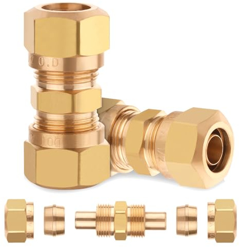 DOT Air Brake Line Fittings Connector for Nylon Tubing 1/2, Brass Air Compression Nylon Hose Fitting with D.O.T Approved for Trucks Trailers and Industrial Repair(Pack 2)