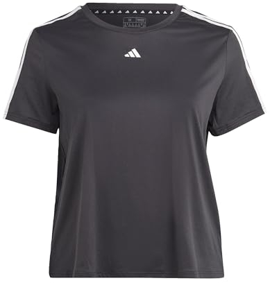 adidas Damen AEROREADY Train Essentials 3-Stripes Tee (Plus Size), Black/White, XL Plus