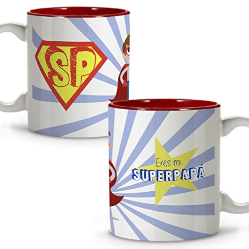LolaPix Taza Mejor Padre. Taza Papá. Tazas Desayuno Originales. Cerámica 330 ml. Regalos con Frases. Supér Papá