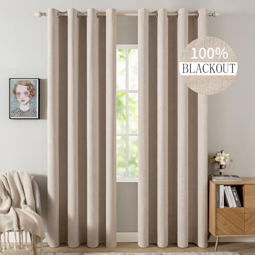 MIULEE Verdunklungsvorhänge mit ösen Gardinen Leinenoptik 2er Set 260 x 140 cm Beige Vorhang Blickdicht mit Ösen Thermovorhang Kälteschutz Vorhänge Wohnzimmer Schlafzimmer Wärmeisolierend