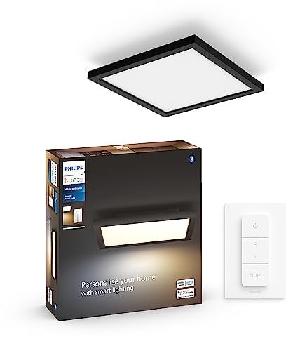 Philips Hue White Ambience Aurelle Panelleuchte, schwarz inkl. Dimmschalter, 30x30cm, alle Weißschattierungen, steuerbar via App, kompatibel mit Amazon Alexa (Echo, Echo Dot)