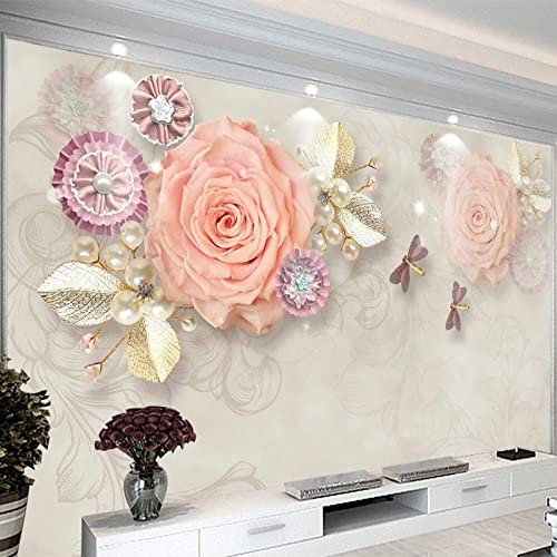 MERVOS Papier peint murale 3D sticker vintage rose gold foil chambre salon papier peint décoration