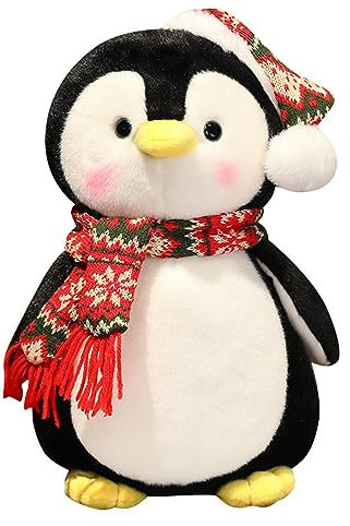 Herfair Kuscheltier Pinguin, Weihnachten Plüschtier Pinguin Plüschpuppen Kawaii Wurfkissen, Pinguin Spielzeug Geschenk für Mädchen und Jungen (25 cm)