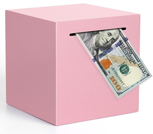 Sparschwein für Erwachsene, das zum Öffnen zerbrechen muss, unzerbrechliches Edelstahl-Sparschwein für Erwachsene, Metall-Spardose zum Geldsparen (Rosa, 12 cm)