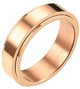 Verlobungsring Damen, Männer Frauen Verlobungsring Klassischer 6MM polierter Spinner Fidget Ring, Roségold, Größe 65 (20.7)