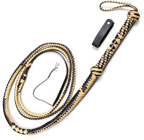 Generisch Bullwhip Fouet en cuir Beige/noir 8FT
