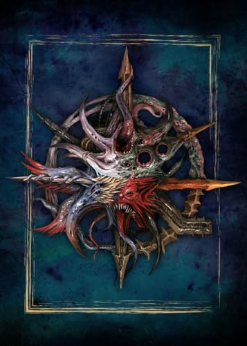 Displate Offiziell Warhammer MetallPoster Magnetische Befestigung Inklusive Lizenziert Bilder Hochwertiges Poster Warhammer 40,000 Emblems - Chaos Daemons 2 Poster 45 cm x 32 cm