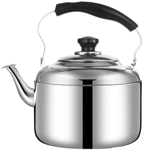 DECHOUS Stove Top Whistling Tea Kettle, 5L Large Stainless Steel Teakettle Teapot with Cool Handle Metal Water Pot for Gas Induction Electric Stovetops