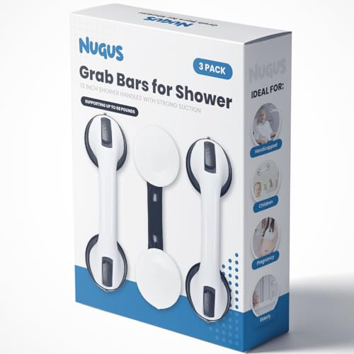 Lot de 3 barres d'appui de douche, barres de maintien pour sécurité de la salle de bain, idéales pour les personnes âgées, les personnes handicapées.