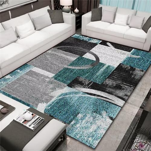 Kunsen deko Zimmer Tumblr wohnzimmermöbel Schalldämmung Wohnzimmerteppich grau-blau geometrisches Design dekorativer Esszimmerteppich pflegeleicht Balkon Boden Teppich 60x90cm