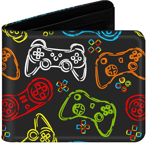 sundee Portefeuille à deux volets pour hommes et adolescents garçons, sac à main en cuir cool avec porte-carte d'identité et argent pour hommes et fans de jeu, portefeuille fin amusant avec poche