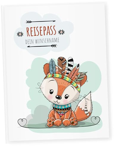 Little Fairy Tales Reisepasshülle für Kinder personalisierbar | Kinderreisepasshülle mit Personalisierung/Namen | Schutzhülle personalisierbar mit Waldtiere Fuchs