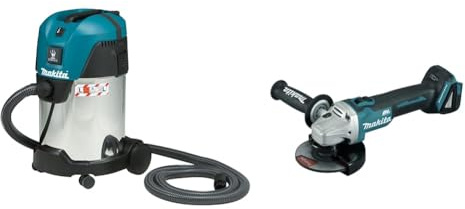 Makita Aspirateur Industriel 30L 1000W 210 mbar VC3011L & DGA504Z - Mini-meuleuse à Batterie 18V Lithium-ION 125 mm BL Seule Machine sans Chargeur ni Batterie 60 x 450 mm,Noir