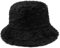 ZLYC Wintermütze für Damen, flauschig, flauschig, Kunstfell, Fischermütze, Furry Black, Einheitsgröße