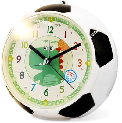 mizikuu Wecker Kinder Jungen Mädchen, Kinderwecker Ohne Ticken ernwecker mit Nachtlicht&Snooze Fußball Wecker Batteriebetriebene Wecker Schlafzimmer Nachttisch Tischplatte Tischuhr