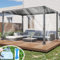 Transparent Tarpaulin, Clear Tarpaulin 2.6×3.5M Waterproof Heavy Duty 620 g/m² Clear Tarp, 0.55MM Clear Gazebo Side Panels, Pergola Outdoor Curtain Rain Cover Tear Resistant Perspex Canopy