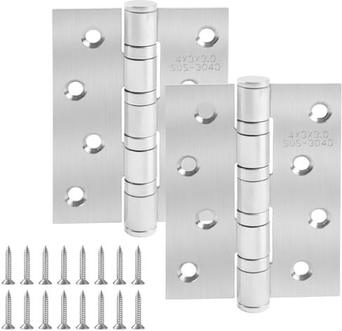 Door Hinges 304 Stainless Steel Ball Bearing Heavy Duty Door Hinges, 4 Inch 102MM, Silver 1 Pair