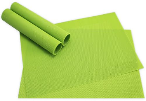 Moderne Tischsets in Hell-grün im 4er Set - Abwaschbare Platzsets als rechteckige Tischuntersetzer - Gewebtes Platzdeckchen als Tischunterlage für Esstisch Wohnzimmer Tisch-Deko
