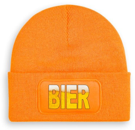 Prozente Momente Lieber voll/Liebevoll - Beanie | Strickmütze | Wollmütze | Beanie mit Druck | lustige Sprüche | Apres-Ski | Winter | Orange
