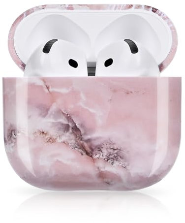 Newseego für Airpods 4 Hülle, Marmor Airpods 4. Generation Case Harte PC Schutzhülle mit Marmormuster Ultradünn Vollschutz Stoßfest für AirPods 4 Rosa