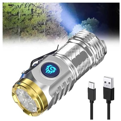 HINNVCL Three-Eyed Monster Mini Flash Super Power Flashlight, German Thumb Sized Flashlight, 3 Eyed Monster Mini Flashlight, Outdoor Small High Lumen Rechargeable Waterproof Pocket Flashlight