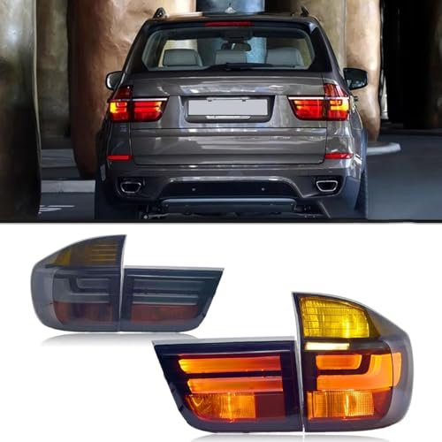 YYQWEE Rückleuchten für BMW E70 X5 2007 2008 2009 2010 2011 2012 2013, Auto-Rücklicht Bremsleuchte Blinker Rückleuchten Baugruppen, Auto Zubehör,Smoke