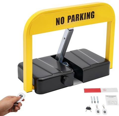 Parkplatzsperre mit 2 Fernbedienung, Elektrisch Parkplatz Sperre 25° Pufferschutz mit 2 Schlüssel, Parkpfosten Parkbügel Parksperre für Mobile Parkplatzschranken Privatparkplatz