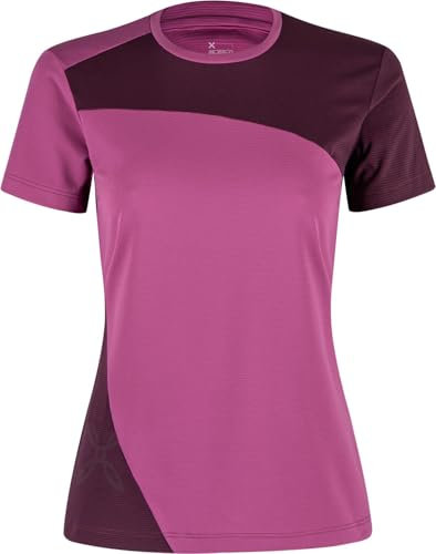 MONTURA Mix-Up T-Shirt Tecnica da Donna, Ideale per Varie attività Outdoor e Tempo Libero (IT, Testo, M, Regular, Regular, Baton Rouge/Vinaccia)