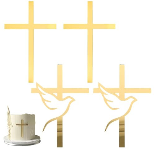 YUZNA 4 Stück Tortendeko Kommunion, Taufe, Erstkommunion Deko, Kuchendekoration für Mädchen und Jungen