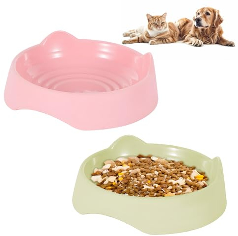 Qixuer Katzennapf 2er Set - Allzweck Fressnapf für Katzen Hunde - Futter Wasserschüssel Doppel Set für Küken Erwachsene Katzen Kleine Hunde