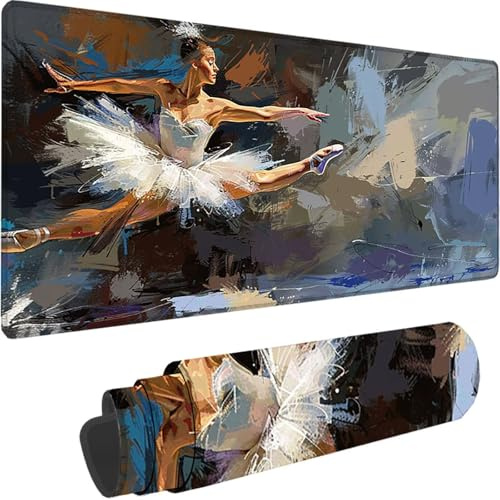 Alfombrilla Ratón Gaming XXL 1600x800x3 mm, Negro Mouse Pad Ballet Alfombrilla Escritorio con Base de Goma Antideslizante, Mousepad Gaming Mejora la precisión y la Velocidad para Jugadores Oficina 4-0