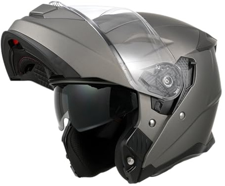 ANYPASS Motorradhelm Klapphelm 950 mit Doppelvisier & UV Schutz, ECE 22.06 Integralhelm für Damen und Herren, Ideal für Touring, Reise und Stadtverkehr, Größe S-XXL (grau, M)