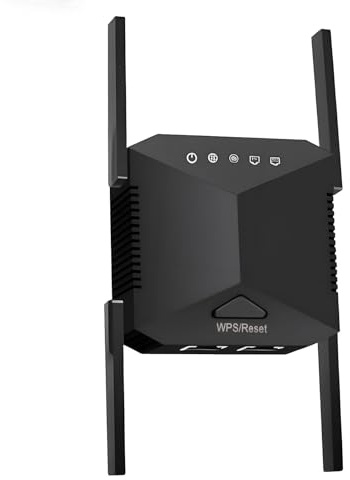 Internet Booster, Newest WiFi Repeater with Ethernet Port, 4 Antennas WiFi Range Extender, Covers Up to 5000 Sq, 45 Devices Home Wireless Signal Booster, Compatible with All Internet Boxes, Black